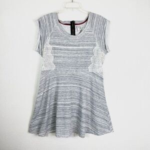 Xhilaration Grey Space Dye Lace Panel Accent Mini Skater Dress